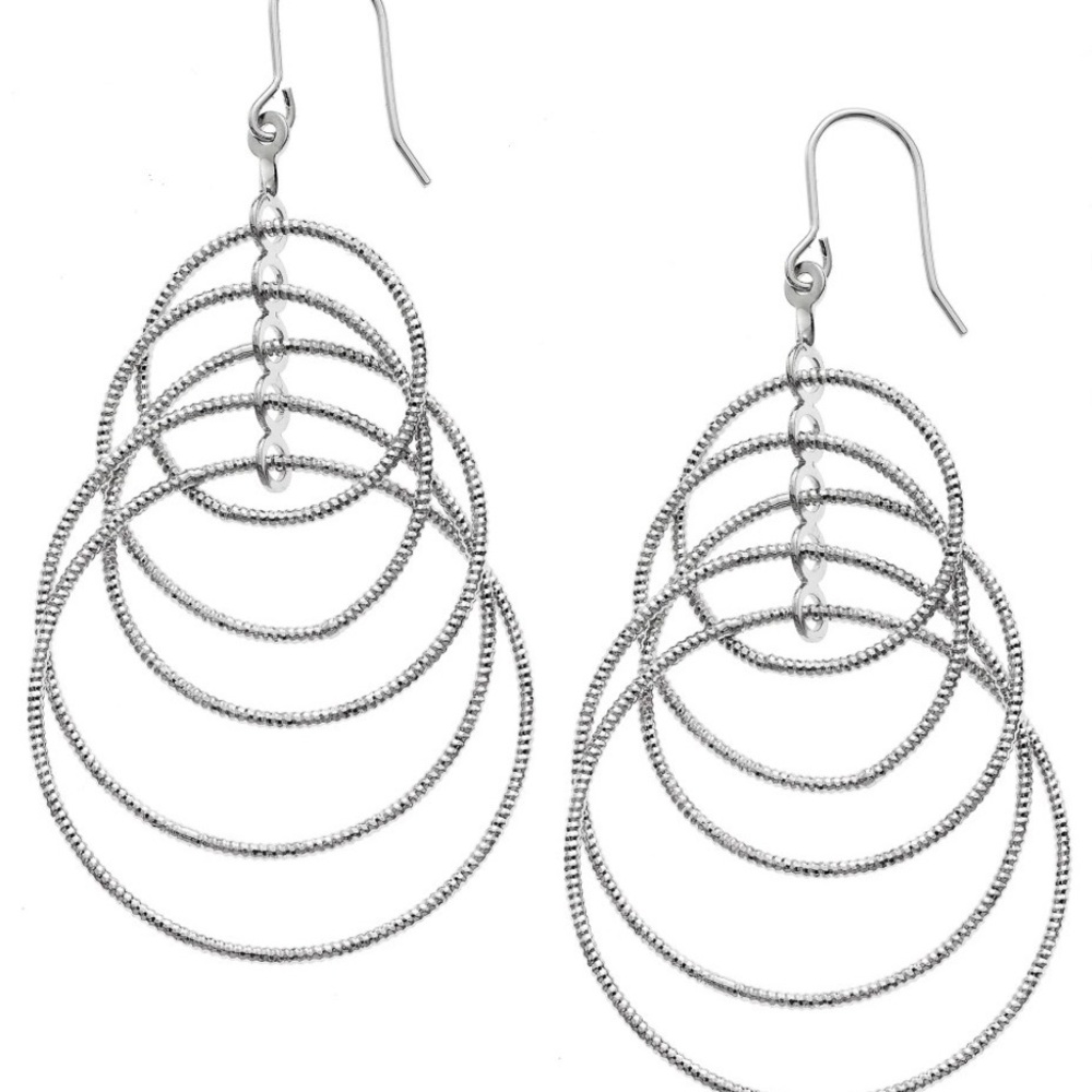 X & O Women's Silver Plated Multi-Link Hula Hoop Dangle Drop Cascading Earrings